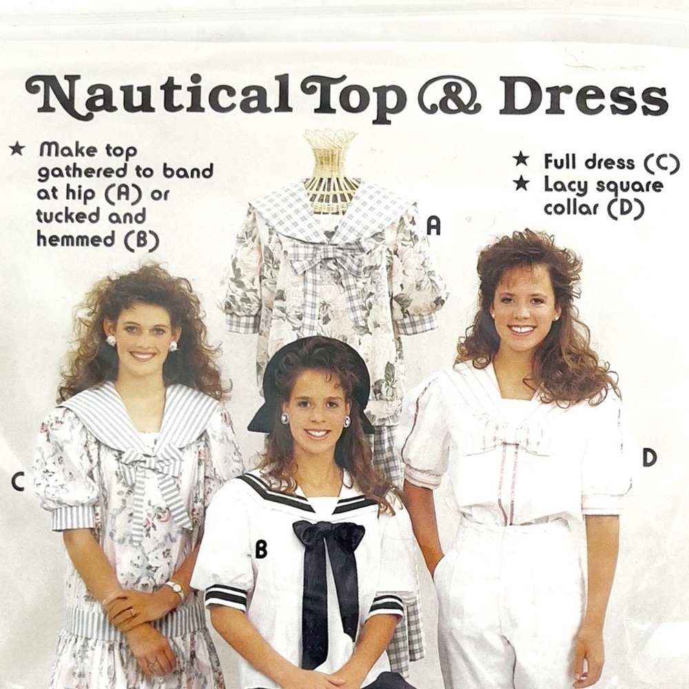 VTG 80s 90s Nautical Cottagecore Floral Top Dress Pattern Gooseberry Hills #165